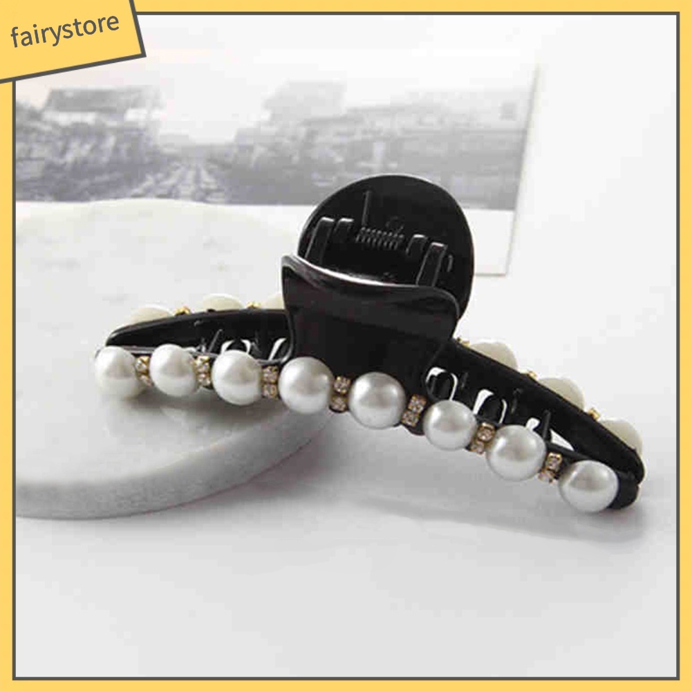 Kẹp tóc đính đá và ngọc trai giả thanh lịch dành cho nữ