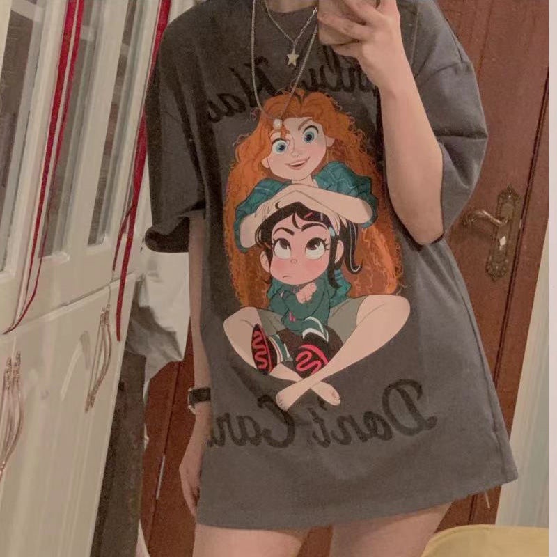 Áo thun ngắn tay dáng rộng thiết kế mới ngọt ngào phong cách Hàn Quốc dành cho nữ