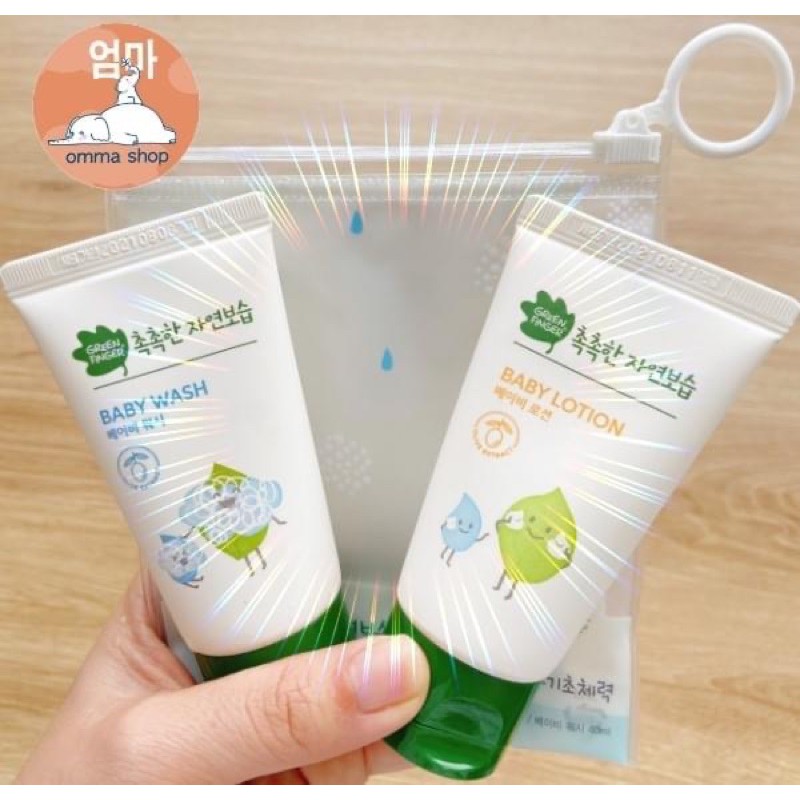 Bộ sữa tắm và dưỡng thể Green Finger cho bé trị rôm sẩy chiết xuất ô liu tự nhiên 80ml