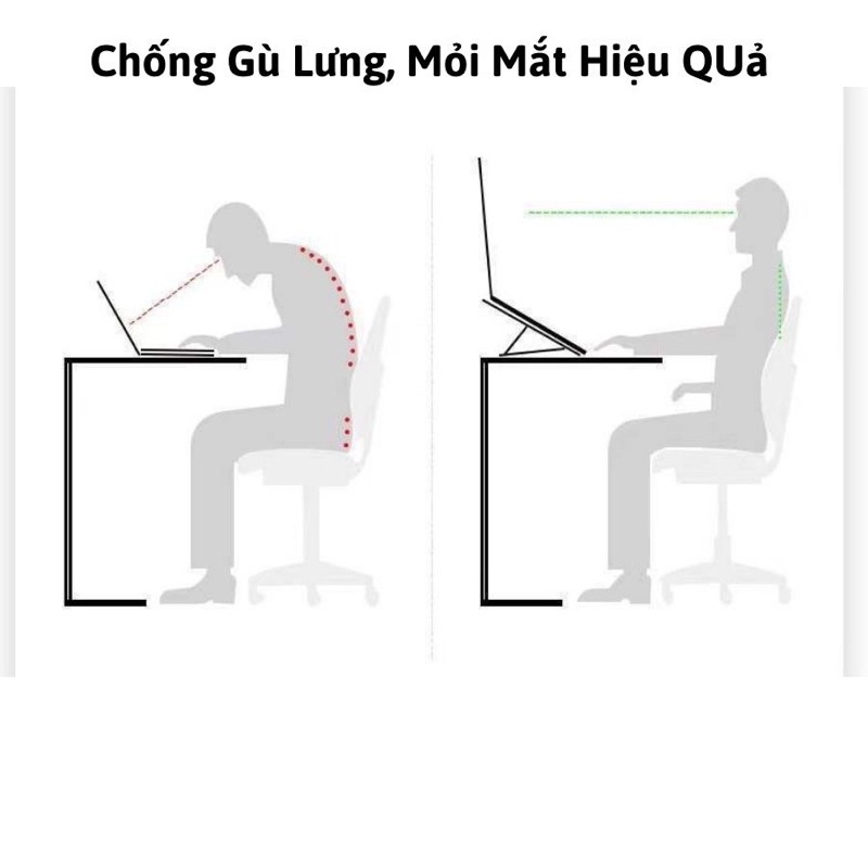 Giá Đỡ Kiêm Đế Tản Nhiệt Chất Liệu Nhôm Và Nhựa ABS Cao Cấp Cho Laptop Máy Tính Bảng Chống Gù Lưng Mỏi Mắt Khi Làm Việc