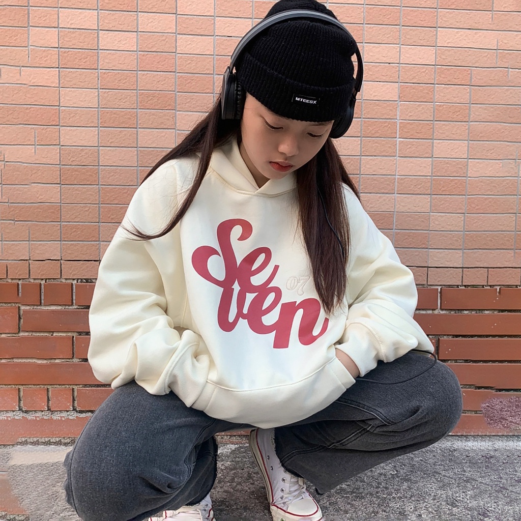 Hoodie &quot;Seven&quot; - Ivory White