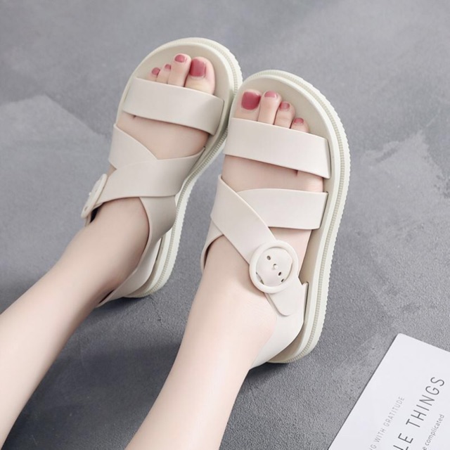 [Mã FASHIONGREEN264 giảm 10% tối đa 30k đơn từ 99k] Giày Sandal Nữ Nhựa Dẻo Đi Mưa Kapu (Đen, Hồng, Kem) - M800