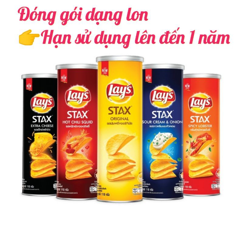 Snack Lay's STAX lon 105g đủ vị