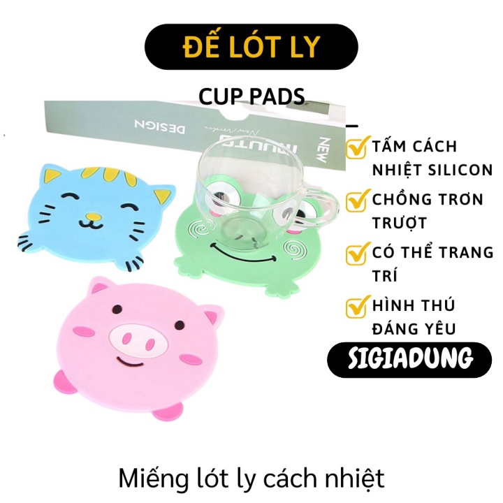 [SGD] Miếng Lót Ly - Đế Lót Cốc Silicon Cách Nhiệt Hình Thú, Trang Trí Bàn Ăn 4286