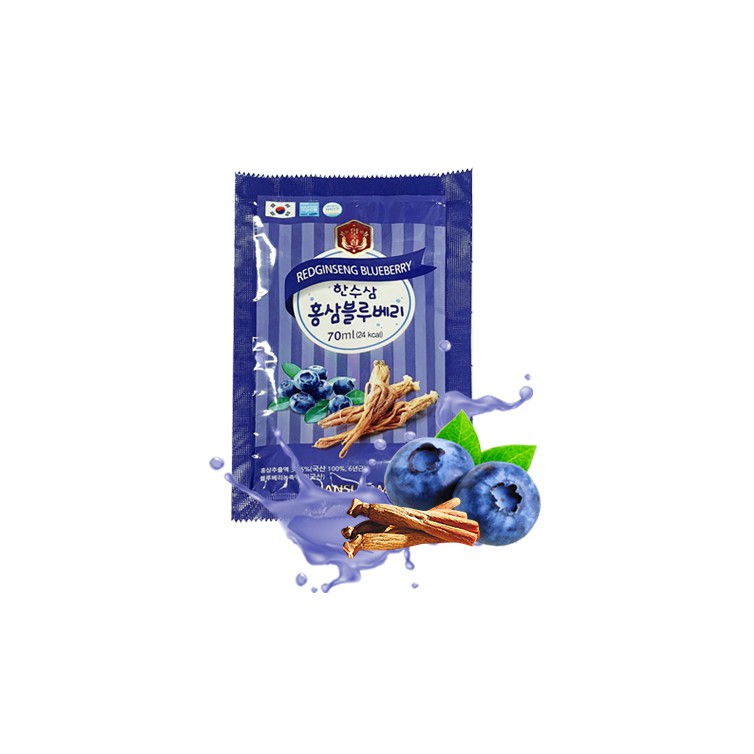 Hộp nước hồng sâm chiết xuất Việt Quất Hansusam (70ml/1 gói, 20 gói /1 hộp)