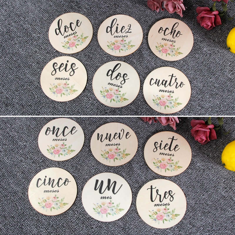 Bộ 6 Thẻ Ghi Chú Bằng Đánh Dấu Cột Mốc Phát Triển Theo Tháng In Họa Tiết Hoa / Chữ Cái Tiếng Anh