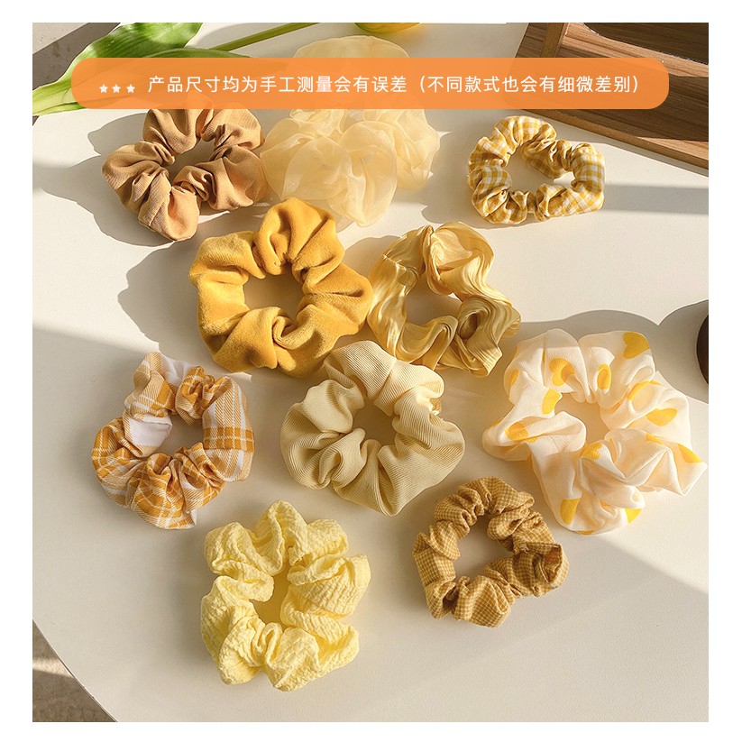 Giao ngẫu nhiên_Dây buộc tóc Scrunchies thời trang màu vàng chủ đạo