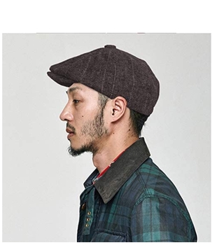 Mũ nồi dẹt hình bát giác/bí ngô phong cách vintage Herringbone Gatsby thời trang mùa thu cho nam và nữ