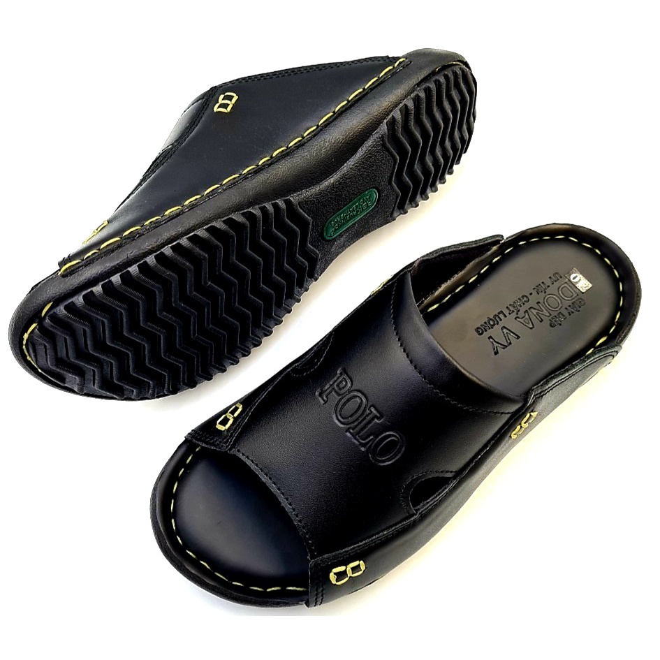 Dép su quai ngang nam da bò thật cao cấp, dép thời trang-Kinson Shop