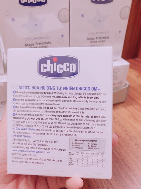 Nước hoa hương tự nhiên Chicco dành cho bé từ sơ sinh 0M+