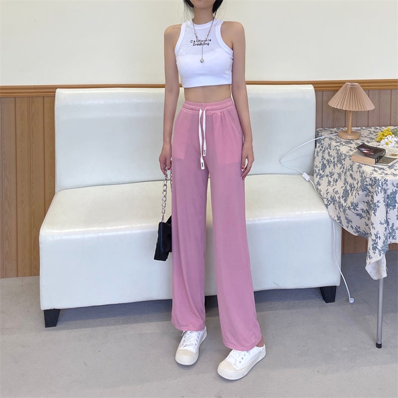 Quần Dài Nữ Ống Rộng Lưng Cao Thời Trang Hàn Quốc Mới