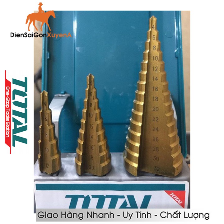 Bộ 3 mũi khoan tháp - mũi khoan chóp nón bậc thang 4-32mm Total TACSD2031 - Điện Sài Gòn Xuyên Á