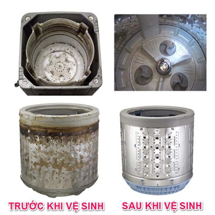 Bột tẩy lồng máy giặt MAO BAO ion bạc khử khuânr cặn bẩn trong lồng máy giặt