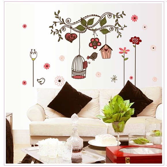 Decal dán tường decal trang trí nhà chim BINBIN PK44 (Có keo sẵn)