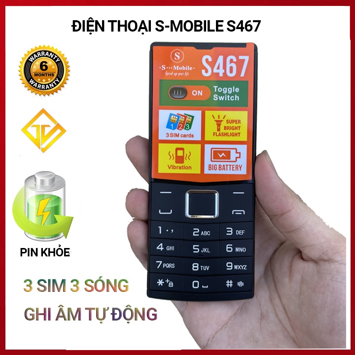 Điện thoại Smobile S467 3 sim .3 sóng,loa to,màn hình lớn - Mới,nguyên seal