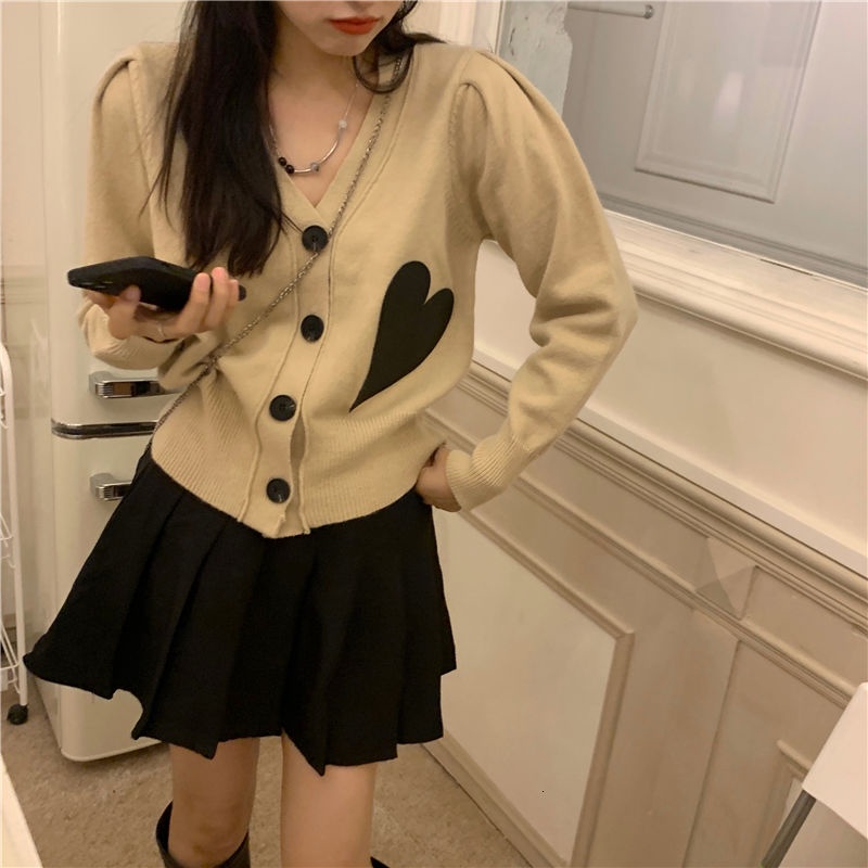 Áo sweater dệt kim tay dài cổ chữ v dáng rộng phong cách thời trang hàn quốc