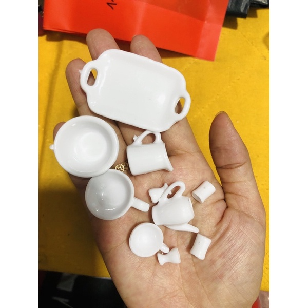 Mô hình bộ tách trà nhựa mini phụ kiện trang trí