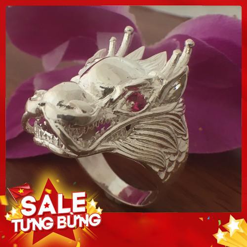 Nhẫn nam Bạc Quang Thản NNA17 - Nhẫn nam đầu rồng 3D đúc nguyên khối 100% bạc ta cao cấp không xi mạ -Hàng nhập khẩu