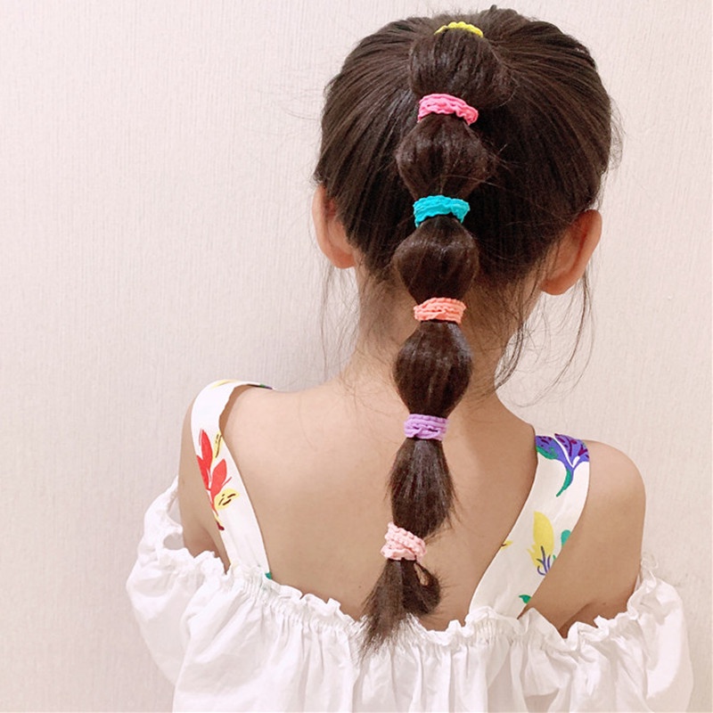 Set 5 Dây Cột Tóc Cao Su Co Giãn Nhiều Màu Sắc Cho Bé Gái