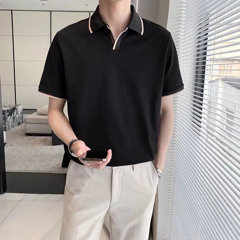 Áo polo Tay Ngắn Dáng Rộng Thời Trang Mùa Hè Phong Cách Hàn Quốc Đơn Giản Cho Nam