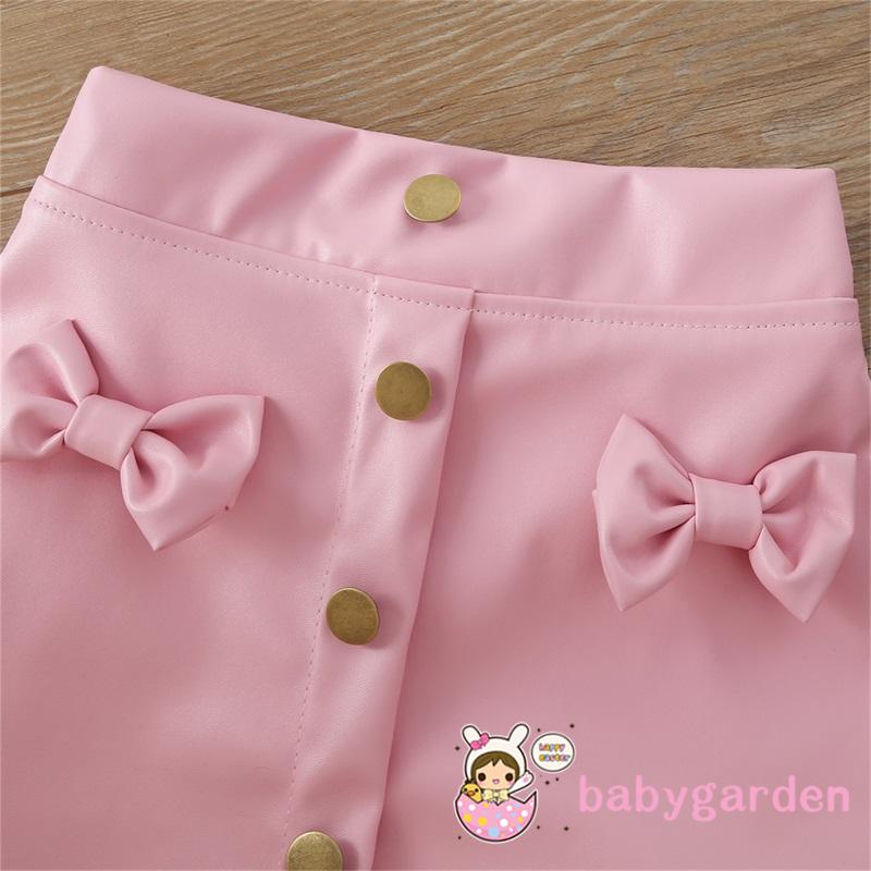 Bộ áo sơ mi trắng tay dài + chân váy đính nơ họa tiết chấm bi phối nút vàng thời trang cho bé gái 1-6 tuổi