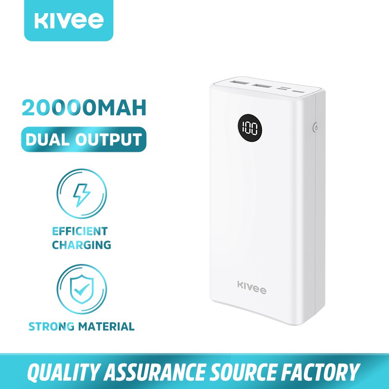 Pin sạc dự phòng Kivee 20000mAh siêu bền bảo hành 6 tháng với 5 cổng vào ra + màn hình hiển thị thông minh