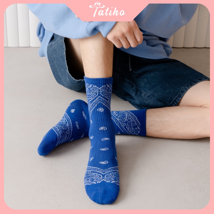 [Hàng Xịn, Giá Tốt] Vớ Tất Nam Nữ Unisex Cổ Cao Cotton Họa Tiết Bandana Phong Cách Cá Tính - Mã TV011