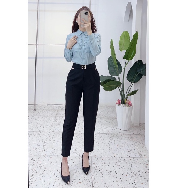 Hàng Quảng Châu cao cấp _  Quần Baggy công sở cạp khuy