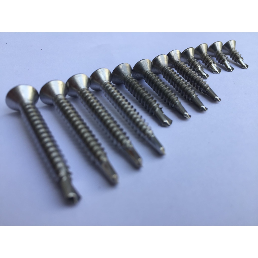 Vít chìm, vít tự khoan inox 304 đầu bằng các cỡ set 100gr