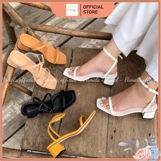 PAMELA - Giày Sandal 5p Mũi Vuông Da Mềm Dây Mảnh Gót Vuông Hậu Chéo (hàng đẹp) - S21