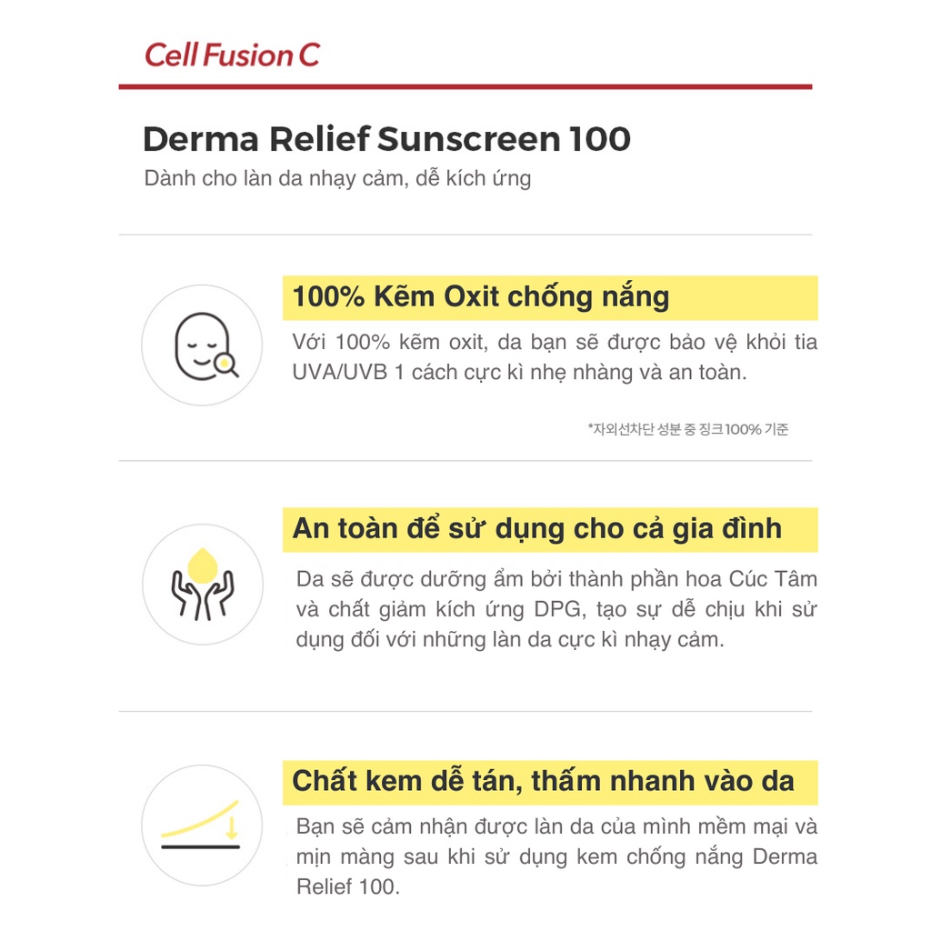 Kem Chống Nắng Cho Da Nhạy Cảm Cell Fusion C Derma Relief Suncreen 100 SPF50+/PA++++