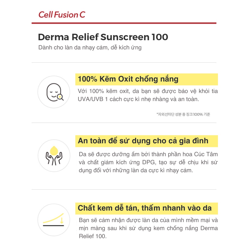 [50ML - LỖI VỎ HỘP][HSD: 17/10/2024]Kem Chống Nắng Cho Da Nhạy Cảm Cell Fusion C Derma Relief Suncreen 100 SPF50+/PA++++