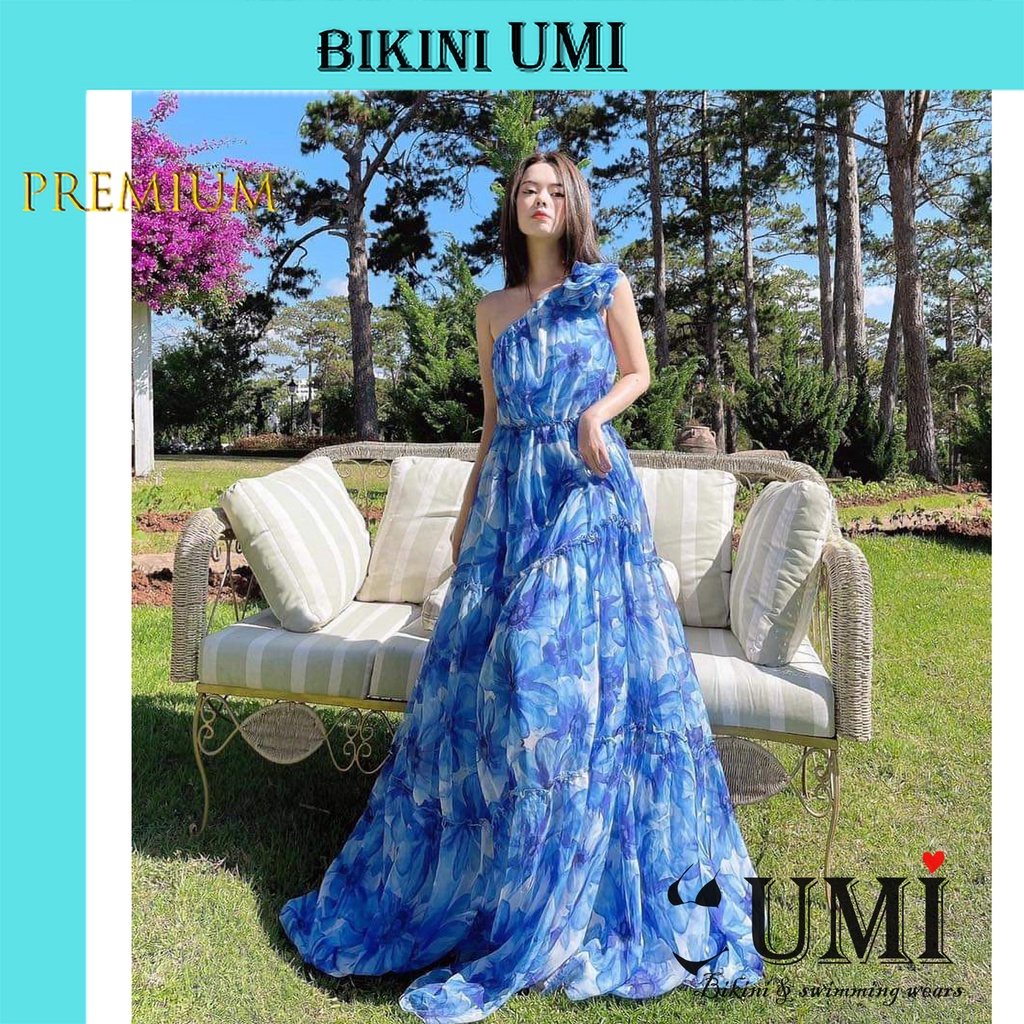 ĐẦM MAXI HỌA TIẾT HOA MÀU XANH BIỂN BIKINI STORE