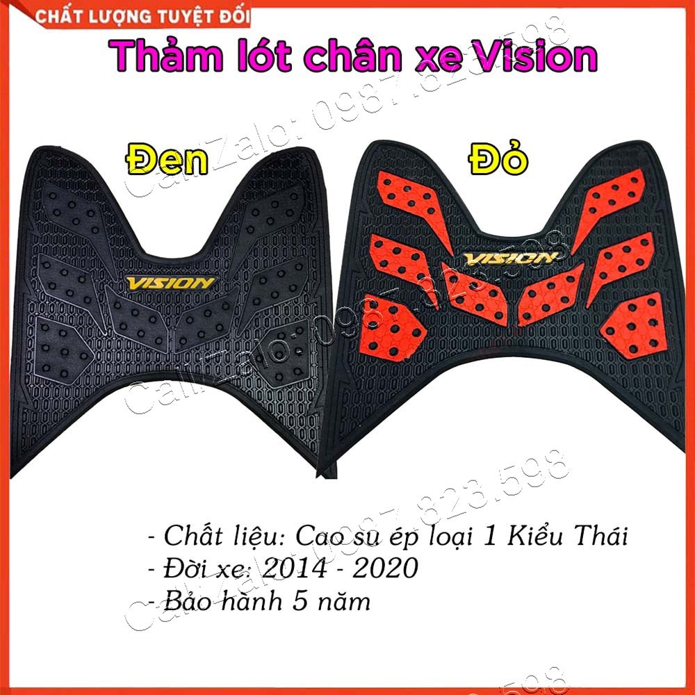 Thảm Lót Chân Xe Vision 2014 - 2020 Kiểu Thái Lan Hàng F1, Thảm Lót Chân Vision, Miếng Lót Chân Vision