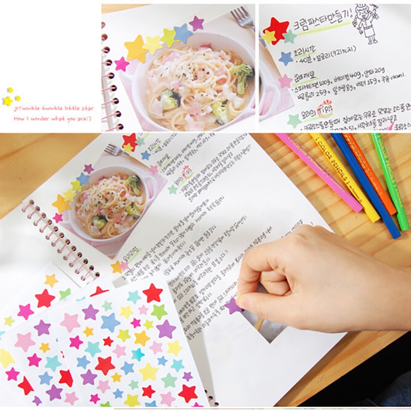 Set 6 Tấm Nhãn Dán Hình Tròn/Ngôi Sao/Trái Tim Dùng Trang Trí Thủ Công Cho Bé