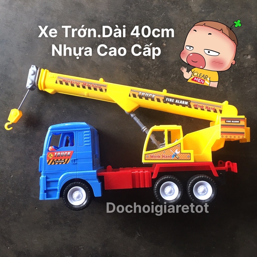 Đồ Chơi Xe Máy Xúc Móc Cẩu Công Trình Cho Bé Loại Trung Có Trớn 40cm