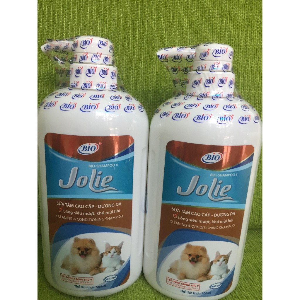 Bio- Jolie chai 500ml. Sữa tắm cáo cấp chó mèo dưỡng da, mượt lông, ngăn ngừa hôi lông, ngăn rụng lông