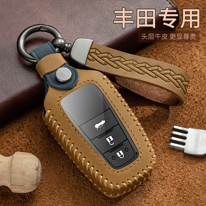 Bao Da Đựng Chìa Khóa Điều Khiển Từ Xa Cho Toyota Camry Prius Corolla C-HR CHR RAV4 Avalon Land Cruiser Prado 2018 2019 2020