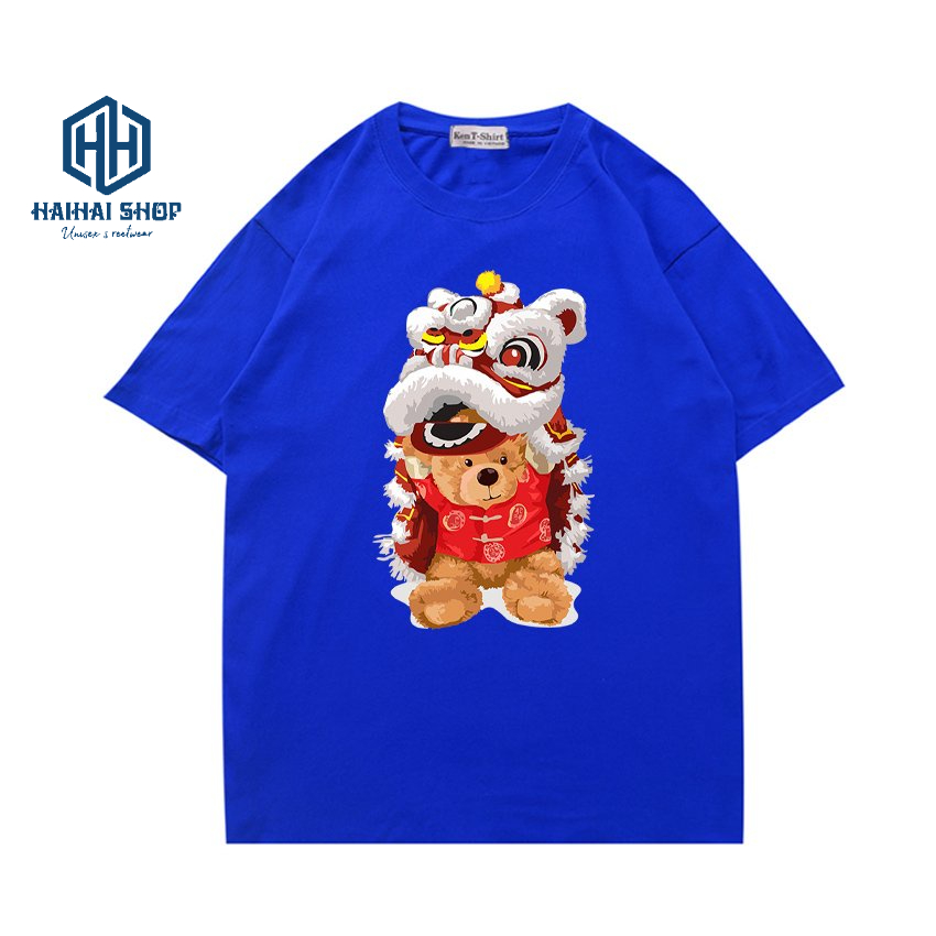 Áo thun tay ngắn unisex nam nữ form rộng Gấu Lân 933