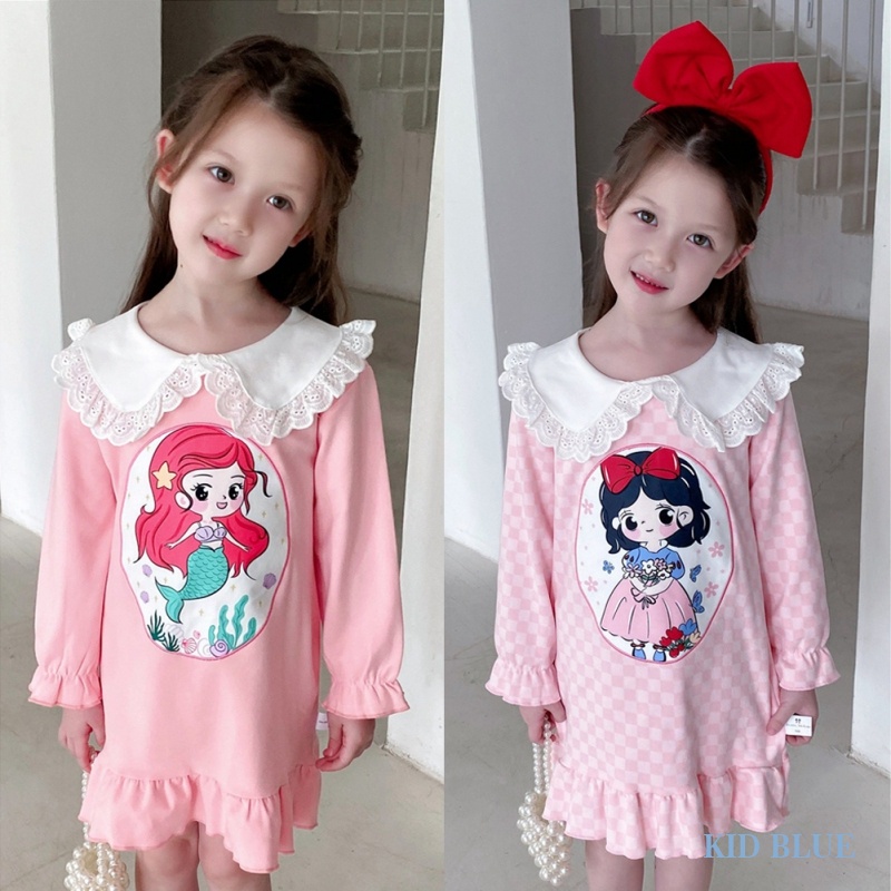 Đầm Ngủ Công Chúa Elsa Cổ Ren Dễ Thương Thời Trang Mùa Thu Cho Bé Gái