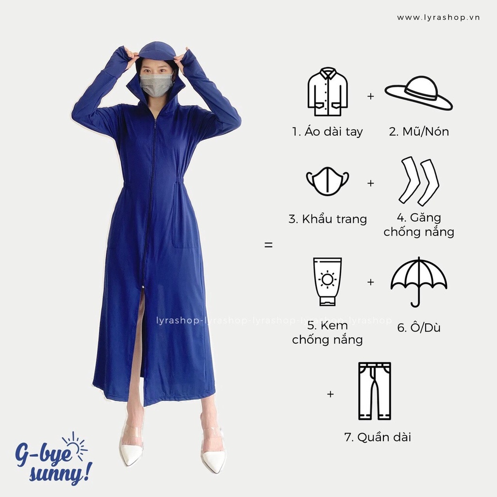 ÁO CHỐNG NẮNG Toàn Thân Dáng Dài XUẤT XỊN - Chống Nắng Tuyệt Đối  Cherlilon_AD09