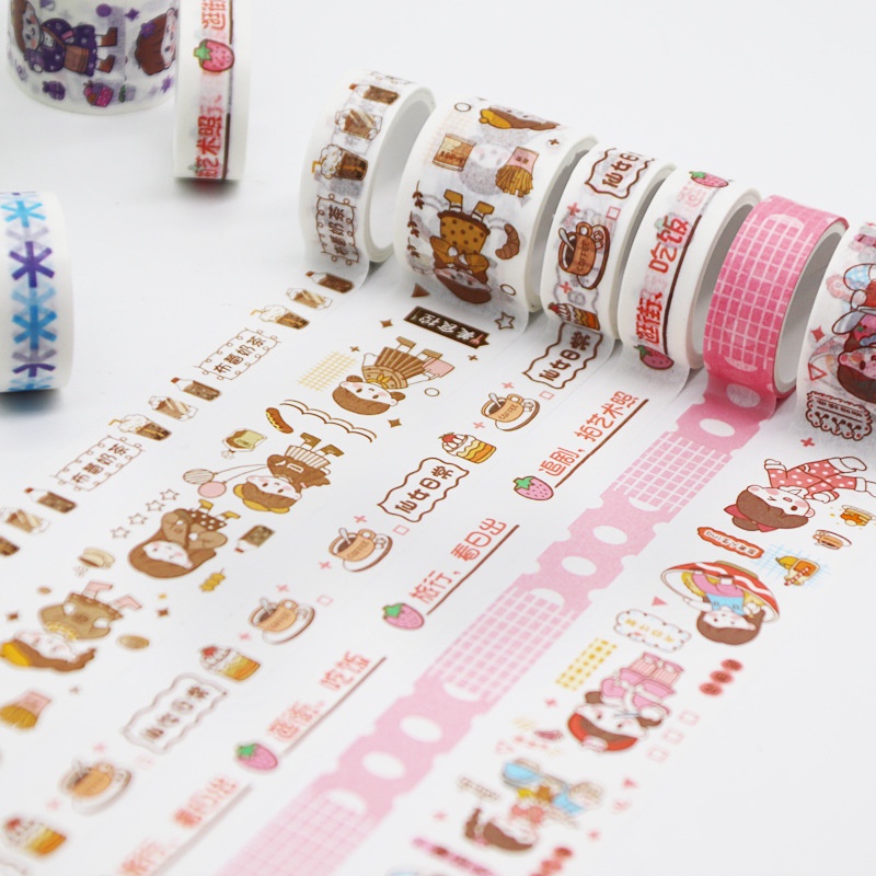 Washi tape cute CREAMY, băng dính washi tape bộ 4 cuộn trang trí nhiều màu đáng yêu giá rẻ WST132