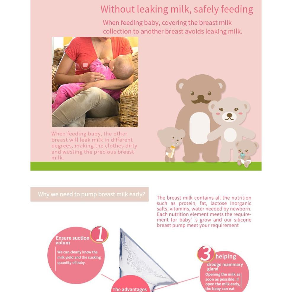 Cốc hứng sữa Cmbear, phễu hứng sữa silicon an toàn tiện lợi, sữa tự động chảy vào bình khi mẹ cho con bú