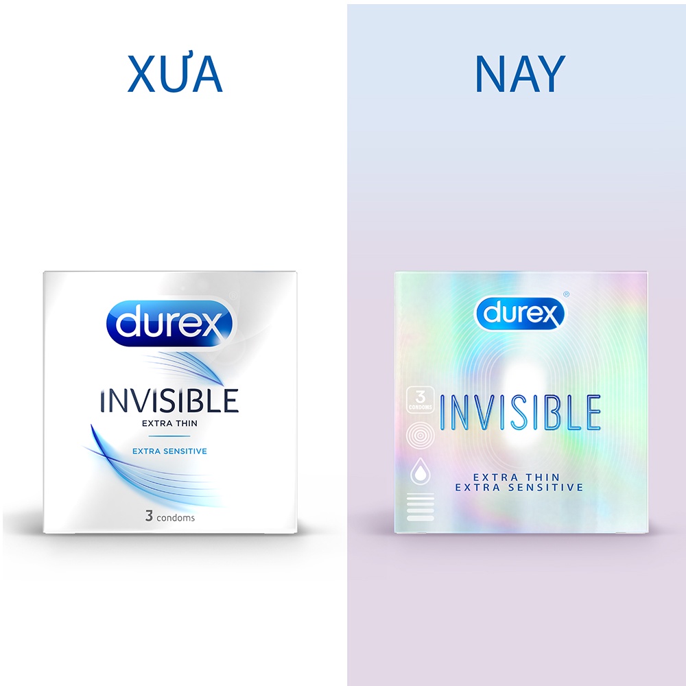 Bộ 3 bao cao su Durex Invisible 3 bao/gói