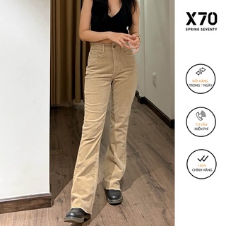 Quần Jeans Nữ Nhung Tăm Thiết Kế Kiểu Dáng Ống Loe Thời Trang X70 - 05590017