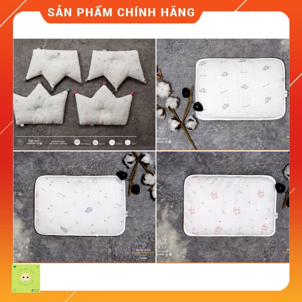 [HRNEE-Tặng khẩu trang cho bé] Gối sơ sinh sợi tre lụa chính hãng