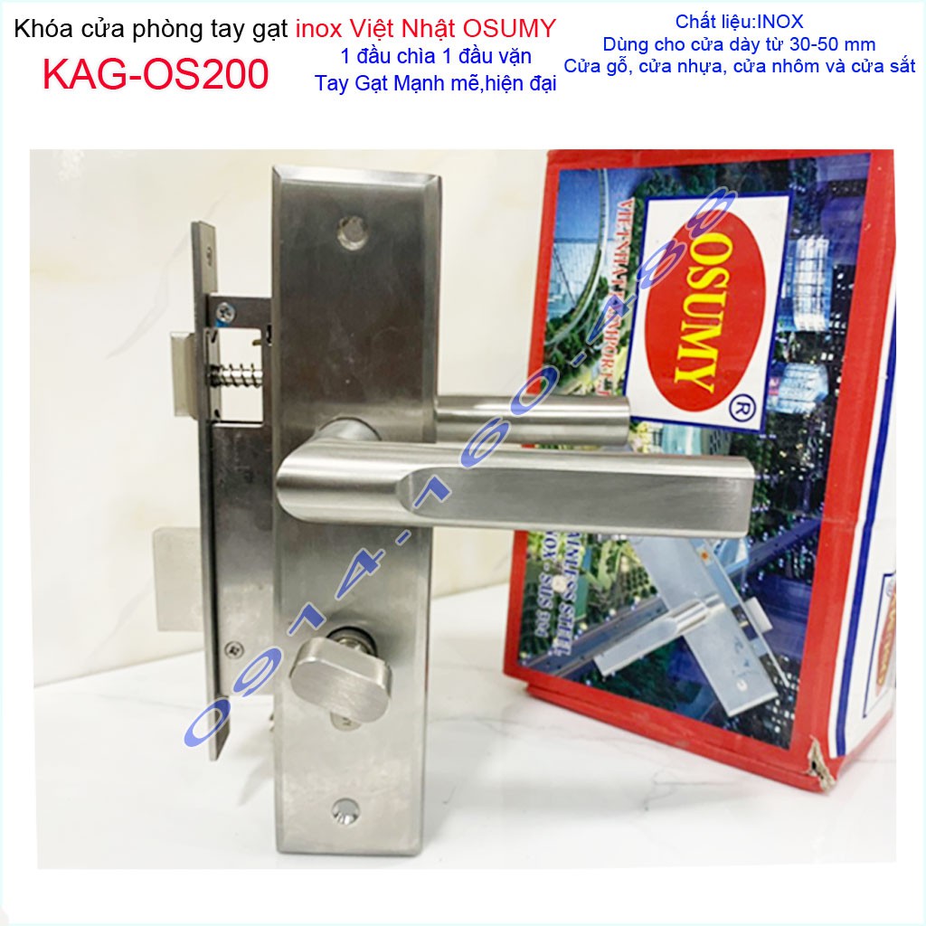 Khóa cửa Việt Nhật KAG-OS201, khóa cửa phòng Inox Việt Nhật cao cấp trọn bộ