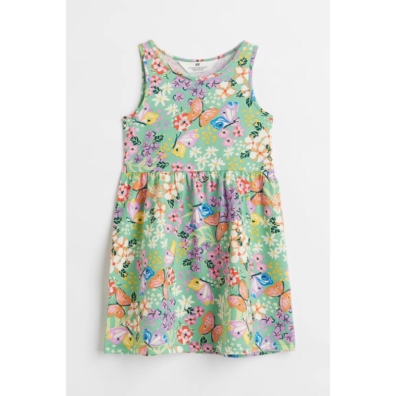 Váy sát cánh thun cotton xanh lá Hm