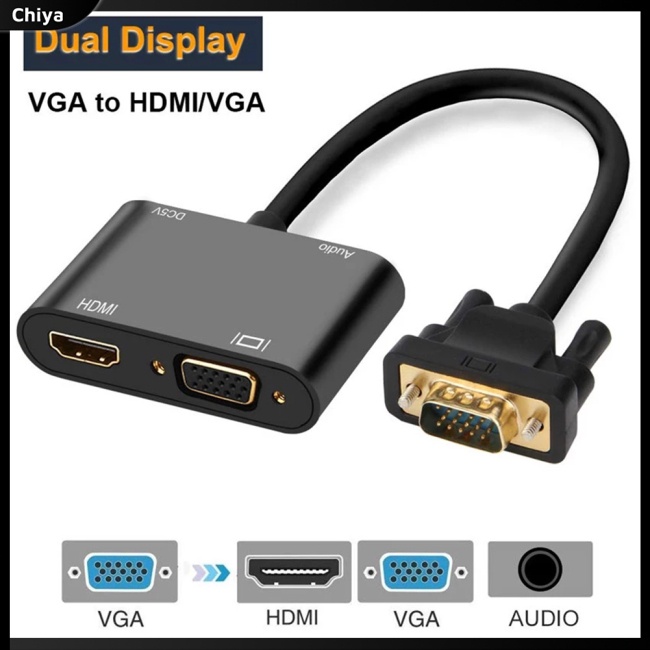 Bộ Chuyển Đổi vga Sang HDMI-compatible + vga + Audio 3 Trong 1