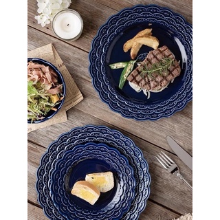 Đĩa sứ Vân Vẩy Rồng cao cấp, Đĩa sứ tròn decor sang trọng, đĩa sứ Bắc Âu, đĩa sứ nhà hàng